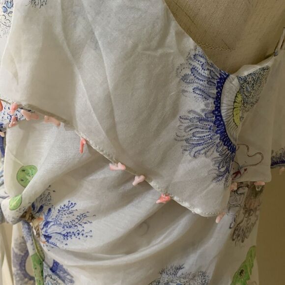 Leifsdottir Anthropologie Tiered Silk Top Embellished Tank Shirt‎ Size 8 - Picture 6 of 8